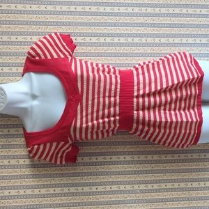 Red White Striped Knit Top S